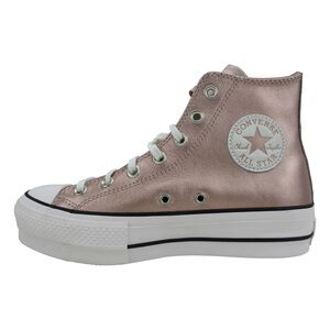 Converse Platform Lift High Top Sneakers, Metallic Rose Gold Leather Sz 7